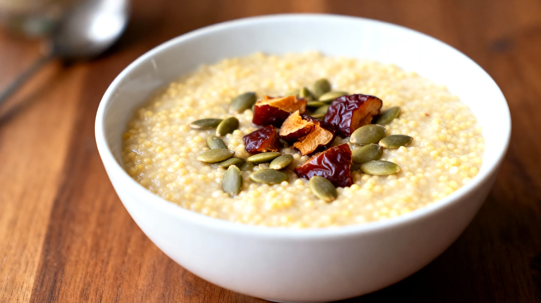 Porridge di miglio con semi di zucca e datteri"